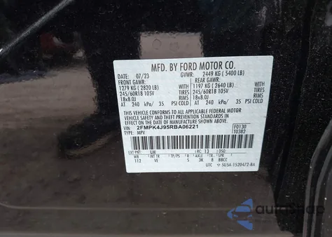 2024 Ford Edge Sel z USA, uszkodzony, nr VIN 2FMPK4J95RBA06221